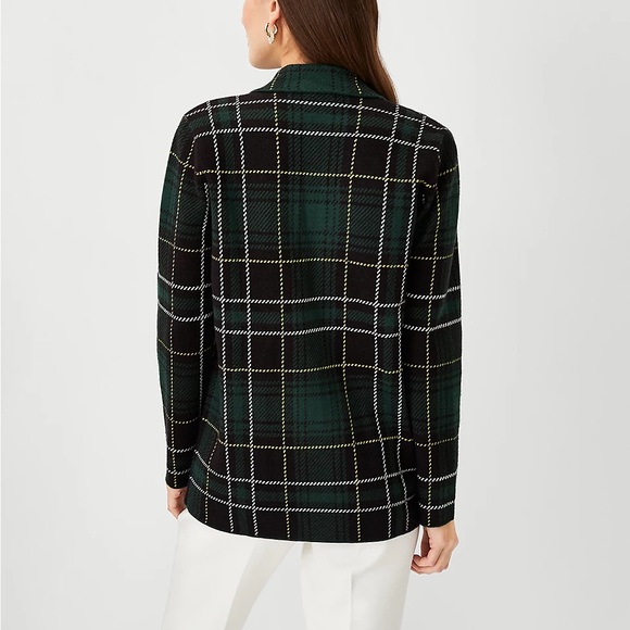 NWT Ann Taylor Plaid Sweater Blazer Sz LP - Picture 2 of 4
